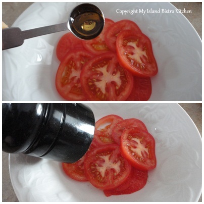 Marinating Tomatoes in Cranberry-Pear Balsamic Vinegar