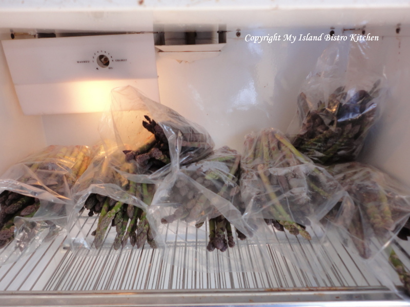 Freshly picked Asparagus Spears Stored in Refrigerator to Maintain Freshness