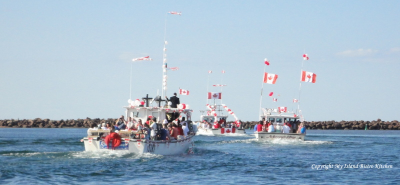 Fishing Boats on Canada Day Parade out of North Rustico Harbour, PEI