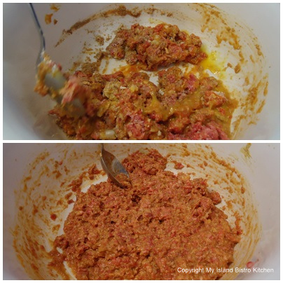 Mixing Meatloaf Ingredients