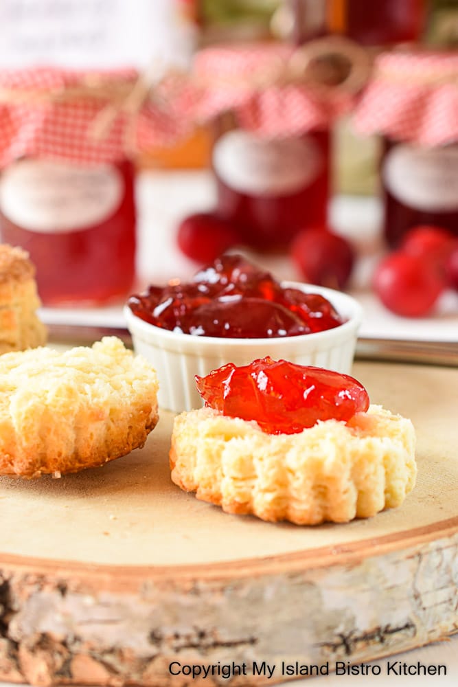 Homemade apple jelly on biscuits