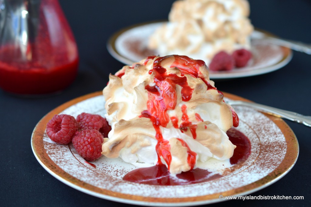 Baked Alaska with Raspberry Coulis