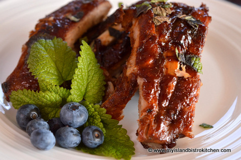 Blueberry Barbeque Sauce on Pork Ribs