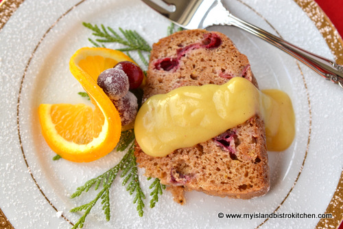 Steamed Cranberry Pudding with Eggnog Sauce