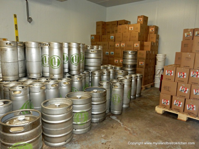 Inside the cooler at Upstreet Craft Brewing