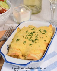 Chicken and Mushroom Crepes with Cheese Sauce