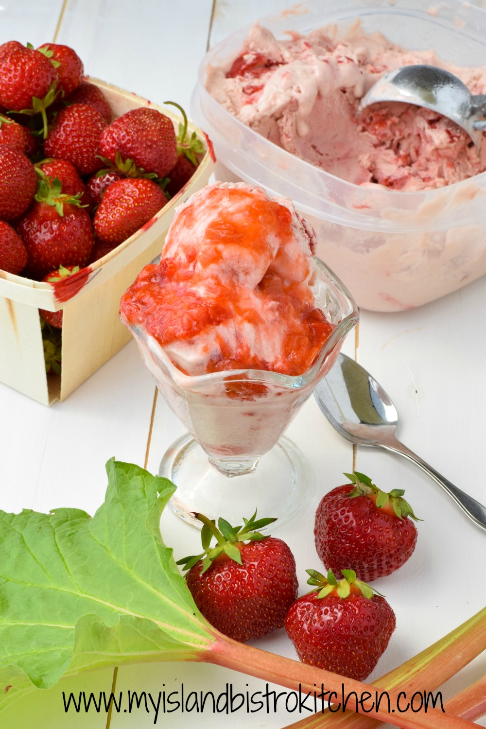 Strawberry Rhubarb Ice Cream Sundae