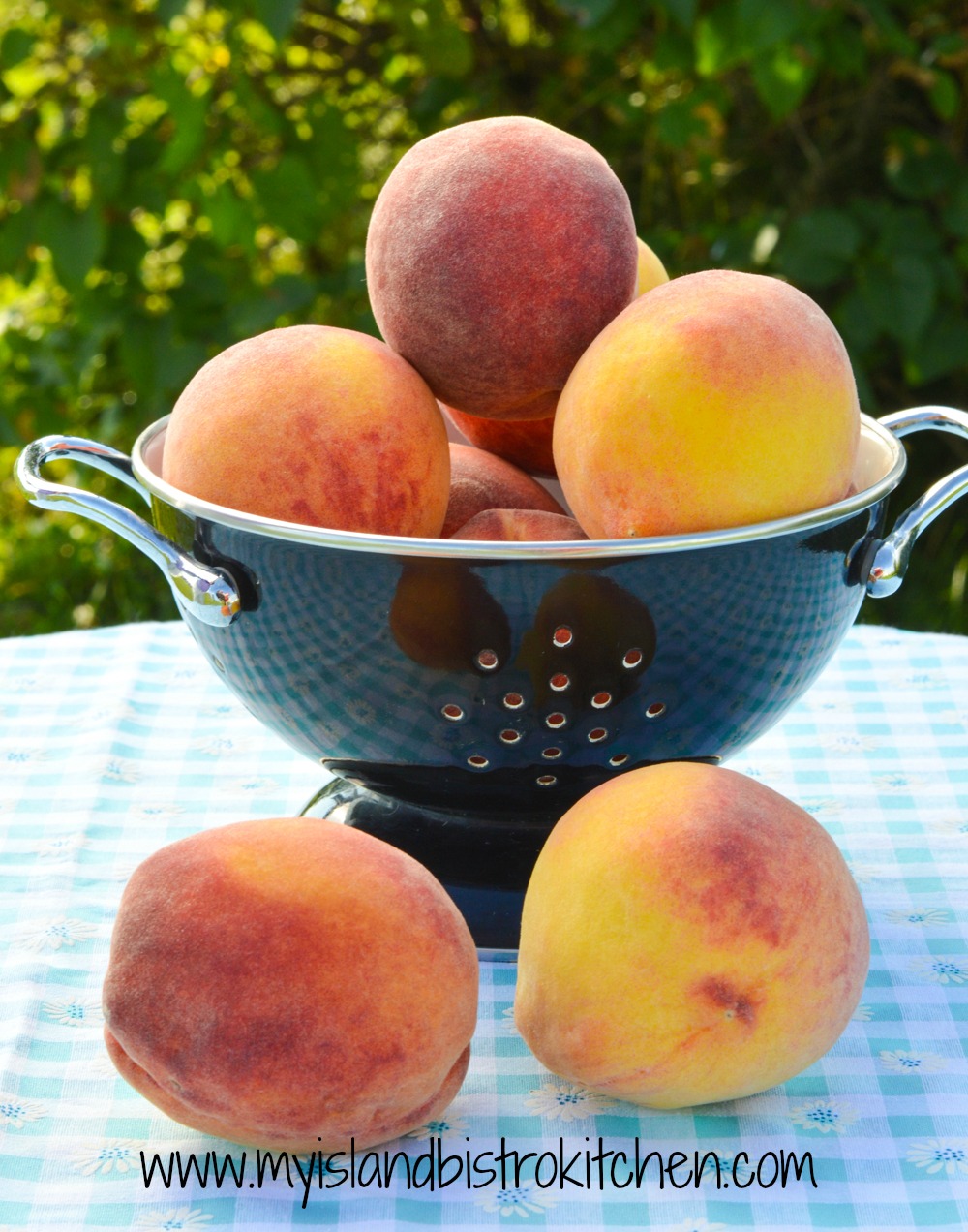 Colander of Fresh Peaches