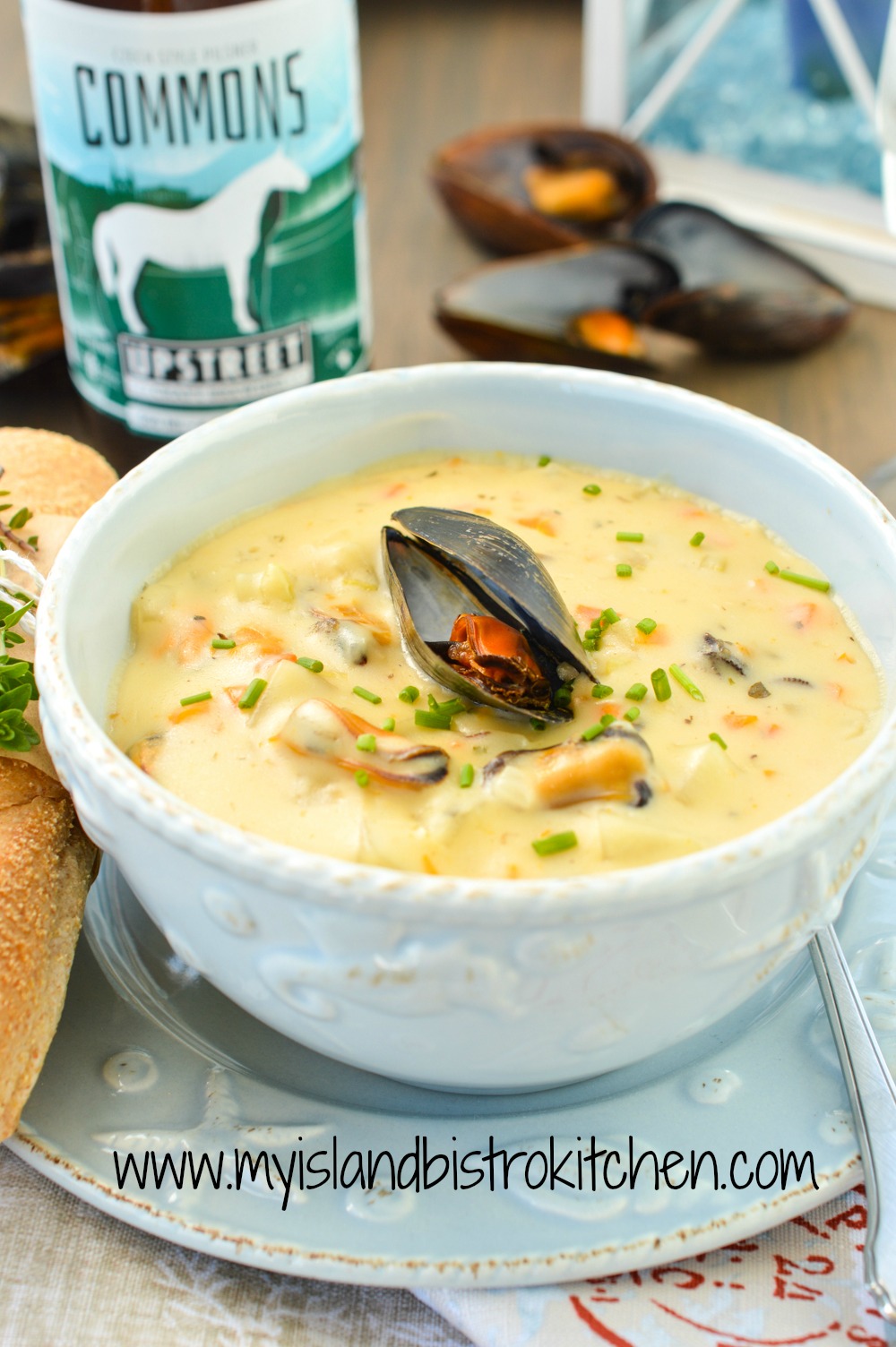 PEI Mussel Chowder Paired with Upstreet Brewing Company's Commons Czech Style Pilsner