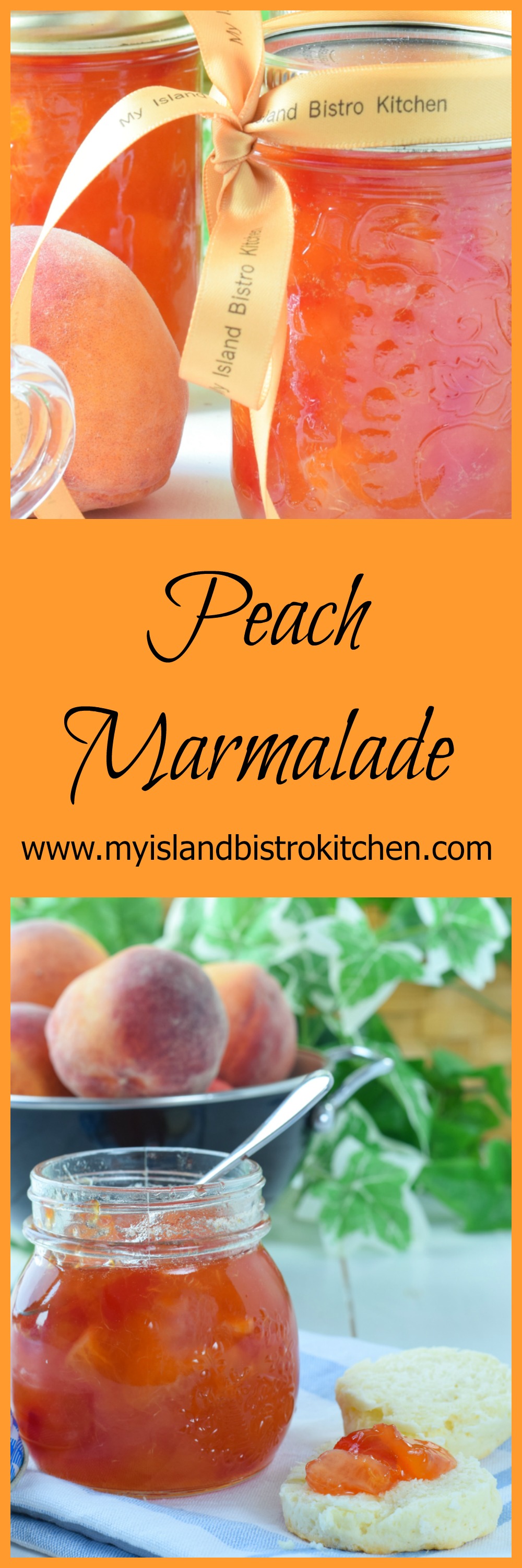 Delicious Peach Marmalade made with fresh peaches, orange, lemon, cherries, and a splash of Peach Schnapps