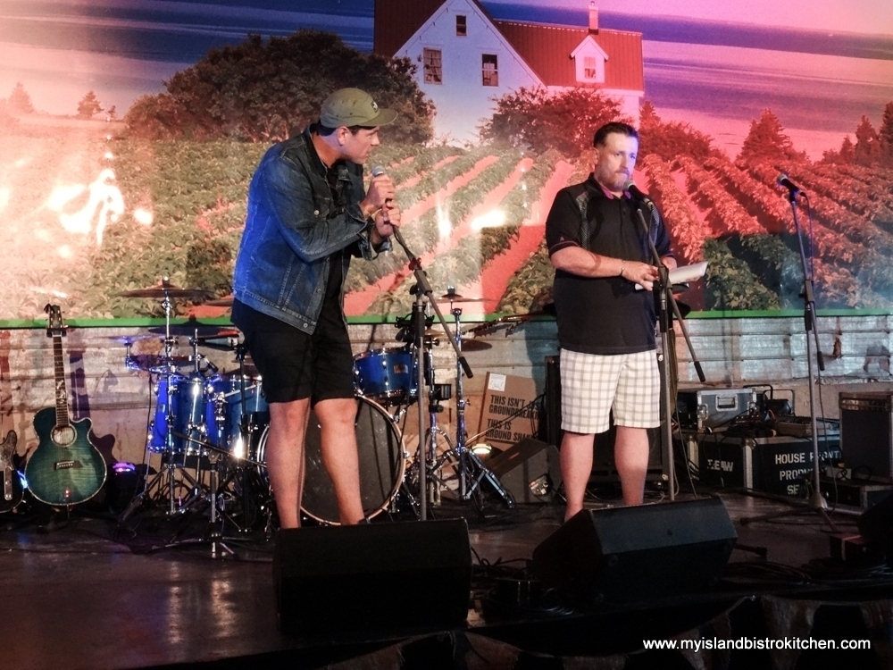 Celebrity Chef Chuck Hughes (left) and MC Rob Berry (right) at Toes, Taps & Taters PEI Fall Flavors Culinary Festival Event (2017)