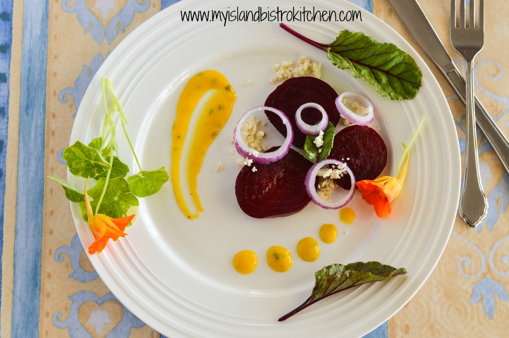 Beet and Feta Salad with Mango Salad Dressing