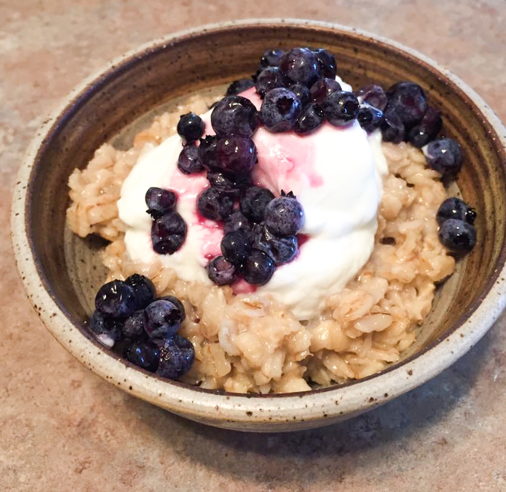 Sheep Yogurt with Blueberries on top of Cereal (Photo courtesy Ferme Isle Saint-Jean)