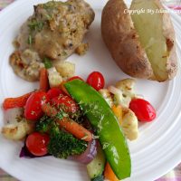 Pork Chops with Bread Stuffing and Creamy Mushroom Sauce