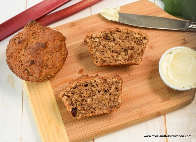 Deli-style Gluten-free Rhubarb Granola Muffins