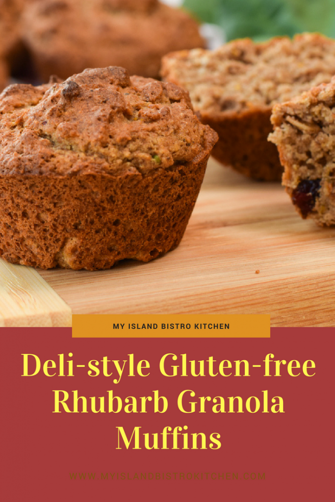 Deli-style Gluten-Free Rhubarb Granola Muffins