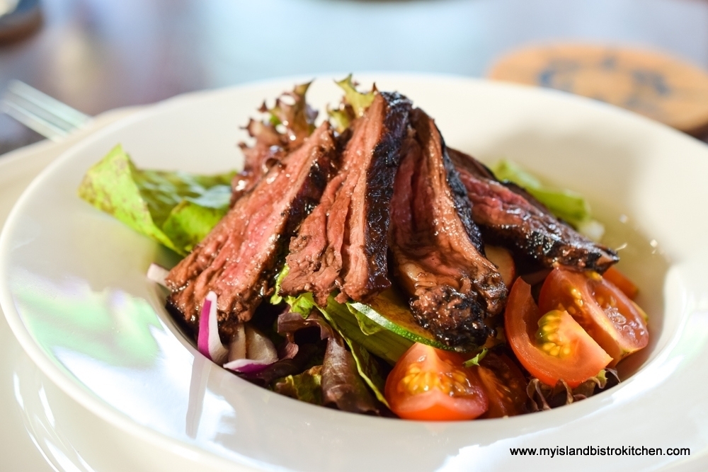 Salad with skirt steak at The Table Culinary Studio in New London, PEI