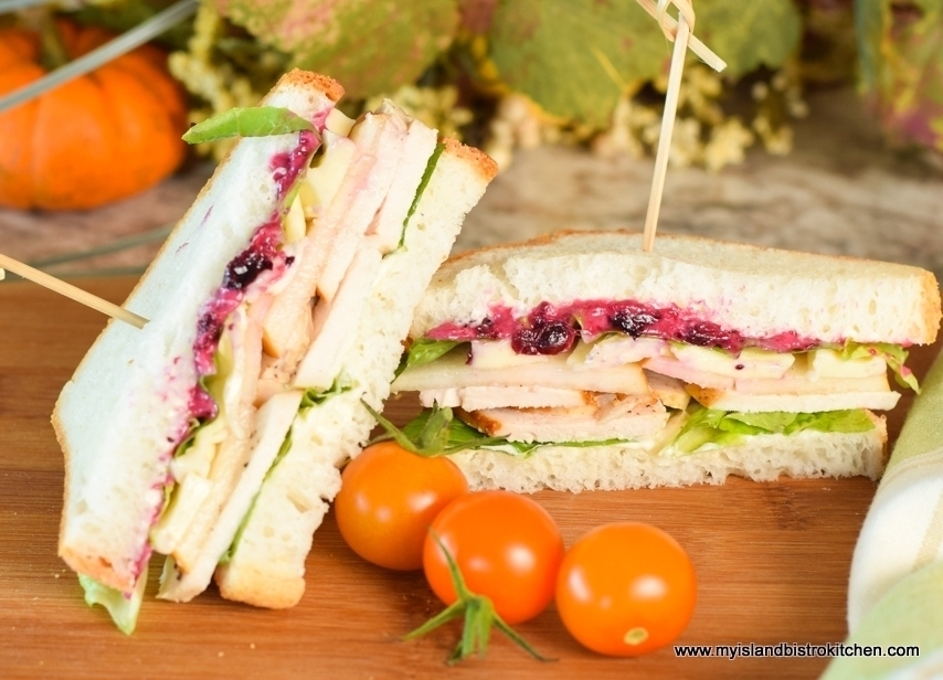 Turkey, Pear, Brie, and Cranberry Sandwich