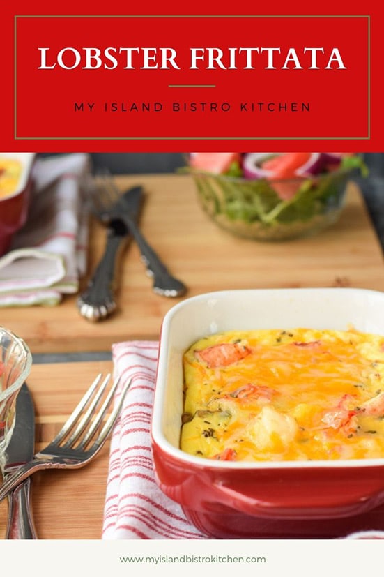 Baked Lobster Frittata in red baking dish