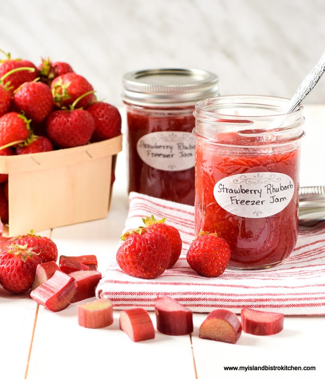 Jars of Strawberry Rhubarb Freezer Jam