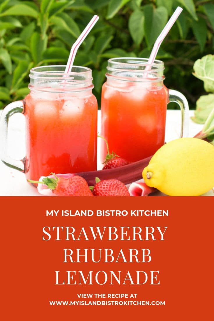 Glass mugs of Strawberry Rhubarb Lemonade