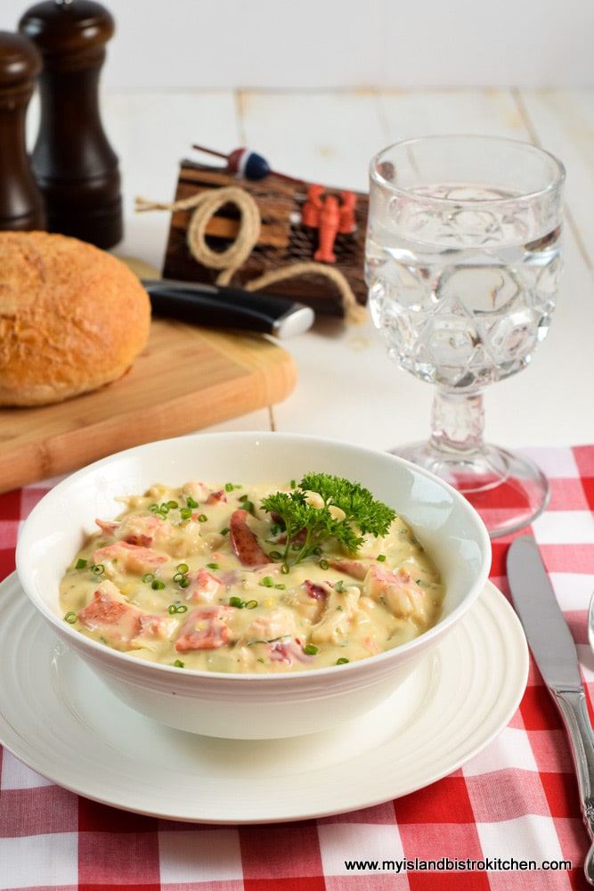 Lobster Chowder Served with Artisan Bread