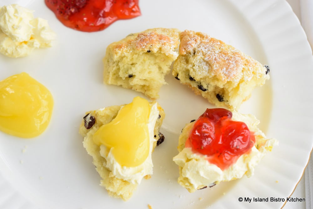 Scones with Strawberry Jam, Lemon Curd, and English Double Cream