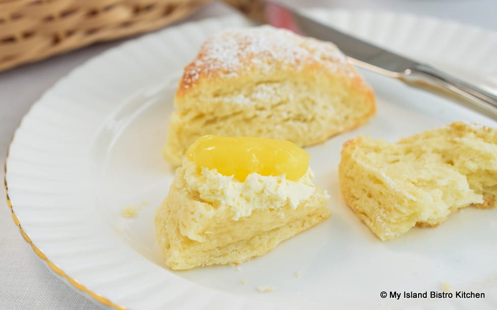 Lemon Curd and English Double Cream on Scones