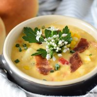 Bowl filled with Corn Chowder
