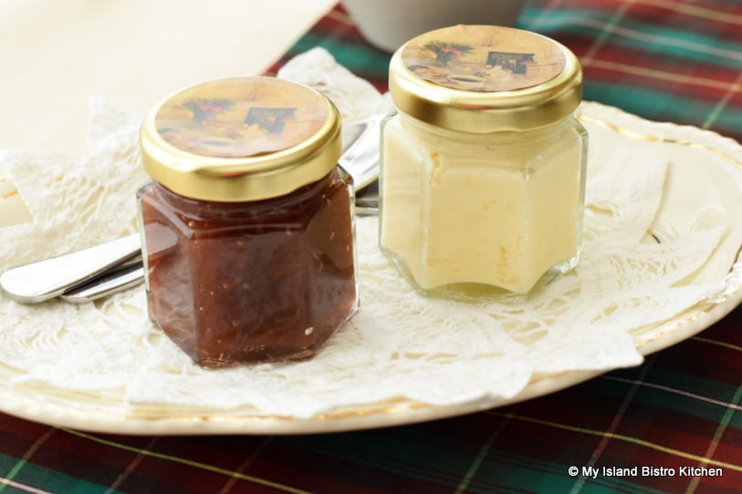 Jars of Rhubarb Marmalade and Clotted Cream