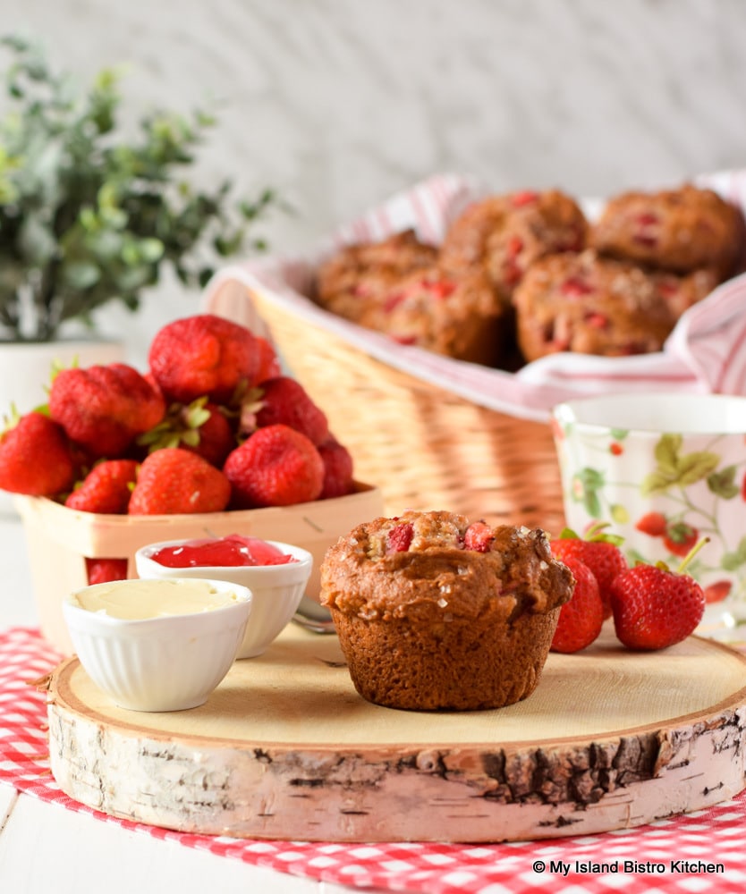 Basket of Strawberry Muffins and Box of Strawberries