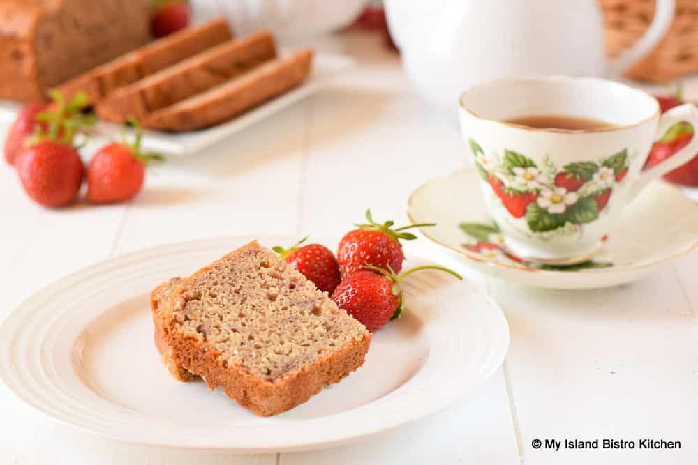 Teatime Bread Made with Strawberries and Rhubarb