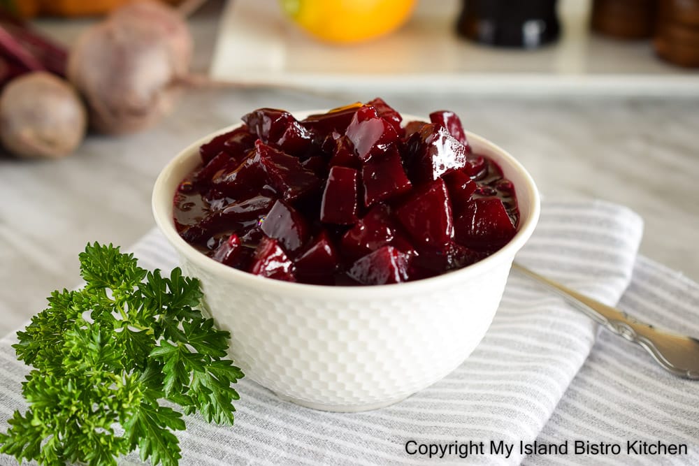 Side dish of glazed beets