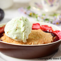 Fruit Cobbler Topped with Ice Cream