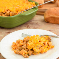 Supper Casserole of Macaroni and Sausage in Tomato-based Sauce