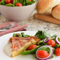 Savory Bacon Pie Served with Salad