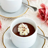 Baked Chocolate Custard with Whipped Cream Topping
