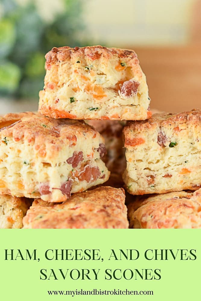 Stack of Savory Scones filled with Ham, Cheese, and Chives