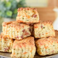 Plate tiered with savory scones