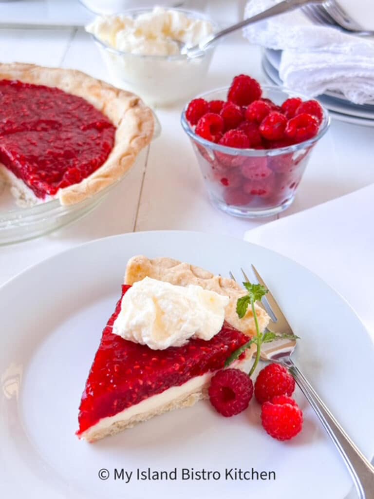 Raspberry Pie Topped With Whipped Cream